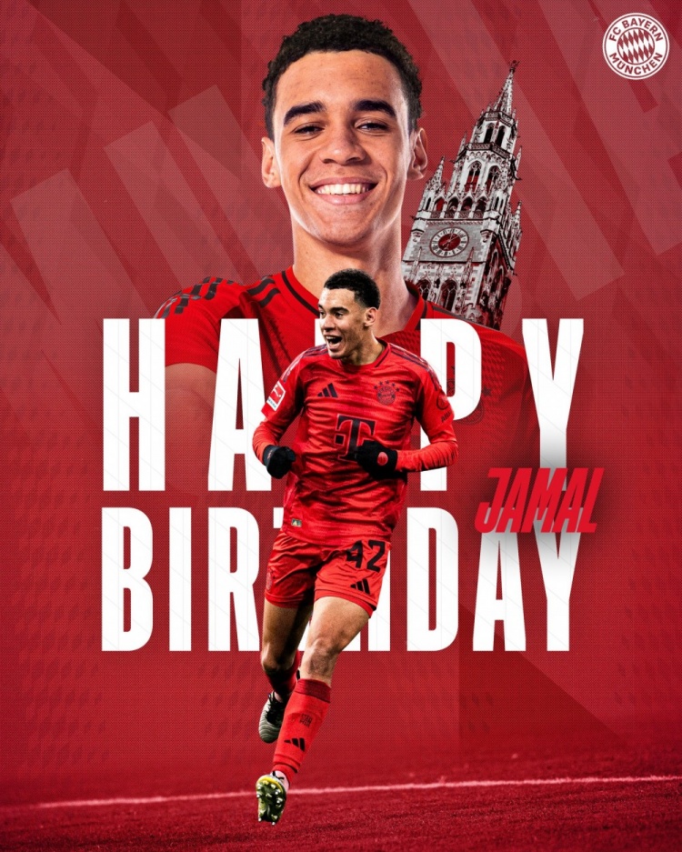  拜仁官方祝穆西亞拉22歲生日快樂，加盟至今出戰(zhàn)196次獲59球38助