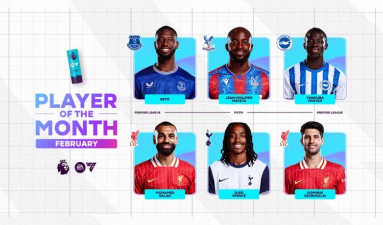  英超2月最佳候選：貝托、馬特塔、明特、薩拉赫、斯賓塞、索博