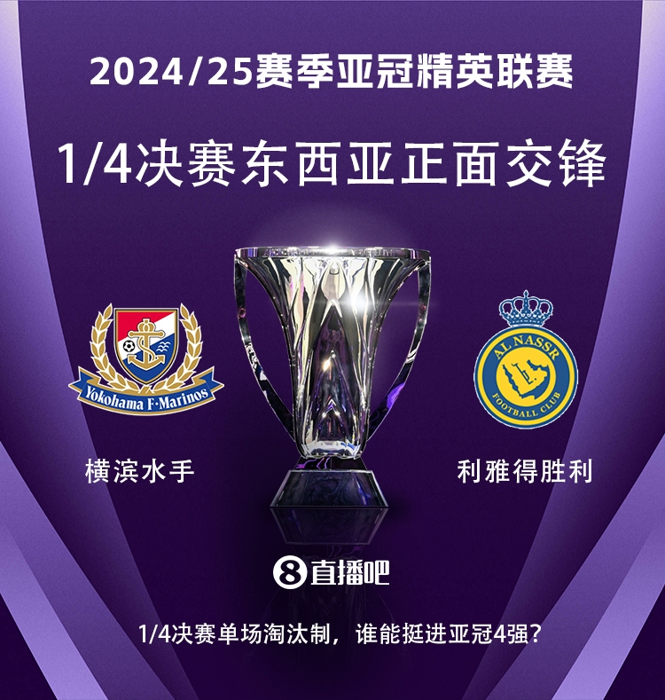  亞冠1/4決賽對(duì)陣：利雅得勝利vs橫濱水手，C羅vs安德森-洛佩斯！