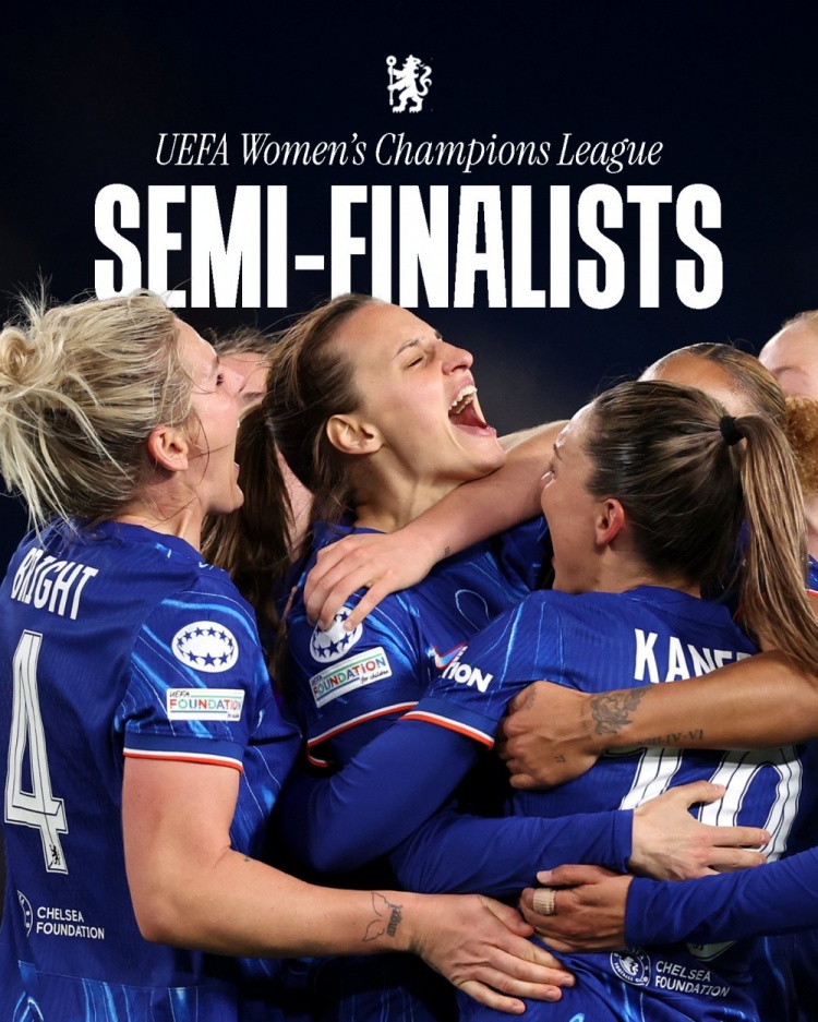  女足歐冠：切爾西3-0曼城&總比分3-2逆轉晉級四強，將對陣巴薩