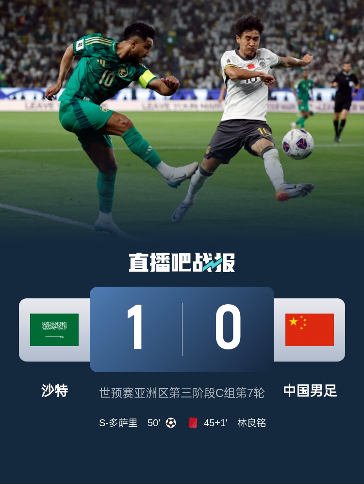  1-0小勝國足終結沙特在18強賽191天的進球荒，上次進球也是戰(zhàn)國足